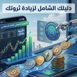 تصميم يوضح التمويل الشخصي بالذكاء الاصطناعي وأدوات التكنولوجيا المالية لزيادة الثروة.